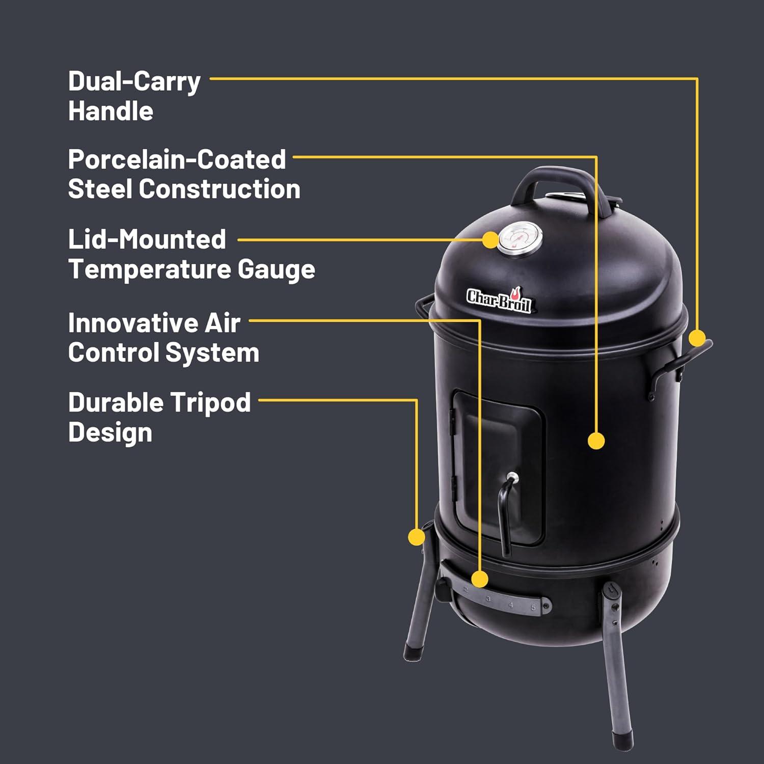 imageCharBroil Bullet Charcoal Smoker 16 18202075Black16