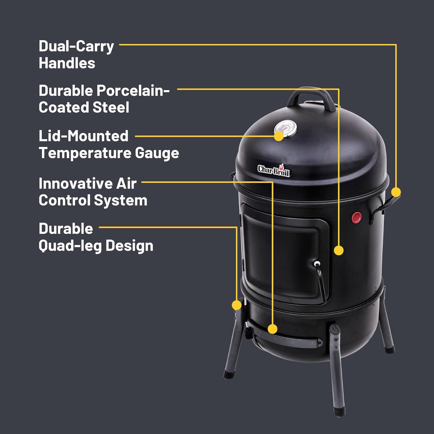 imageCharBroil Bullet Charcoal Smoker 16 18202075Black20