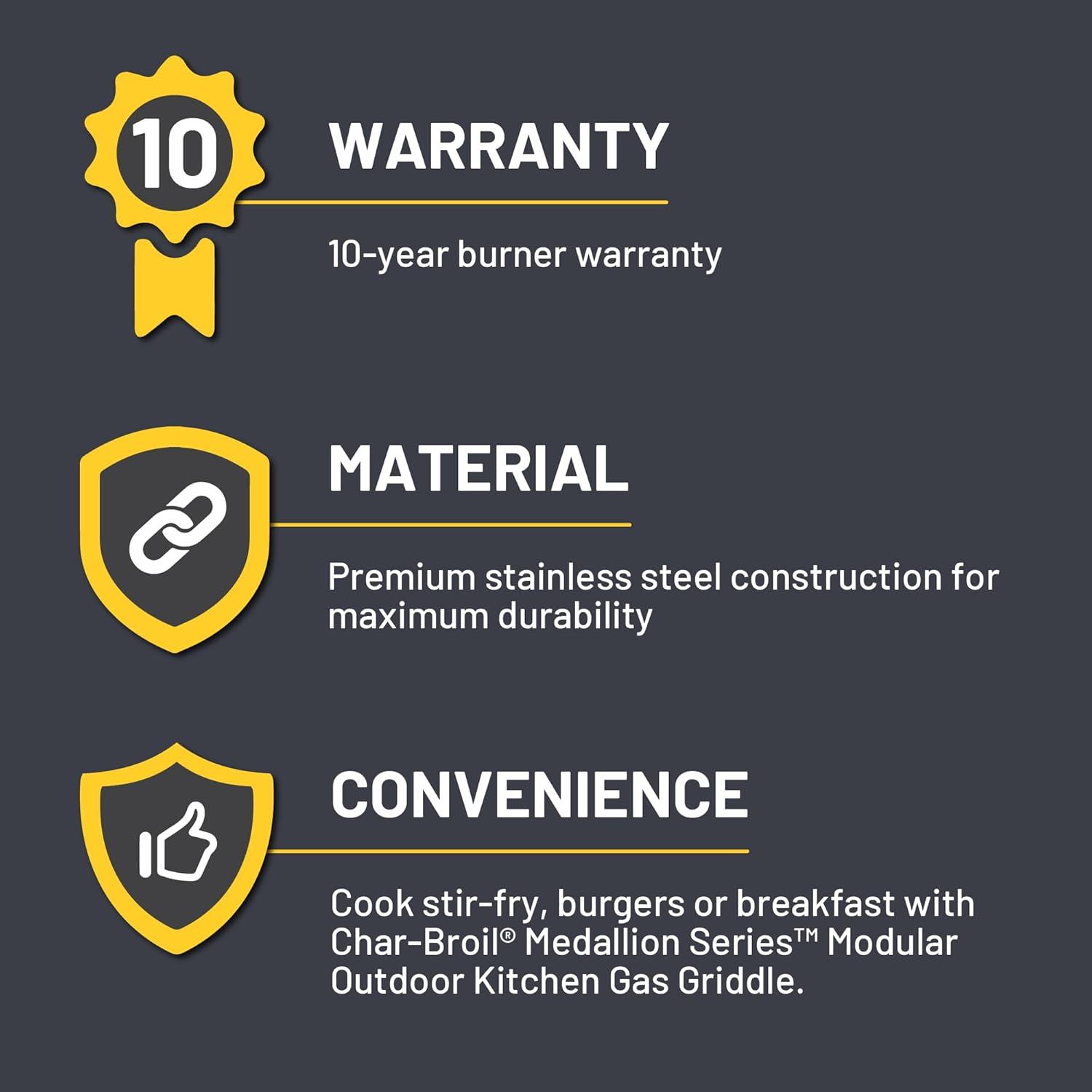 imageCharBroil Medallion Series Modular Outdoor Kitchen Convective 1Burner Propane Gas Stainless Steel Griddle 463246318