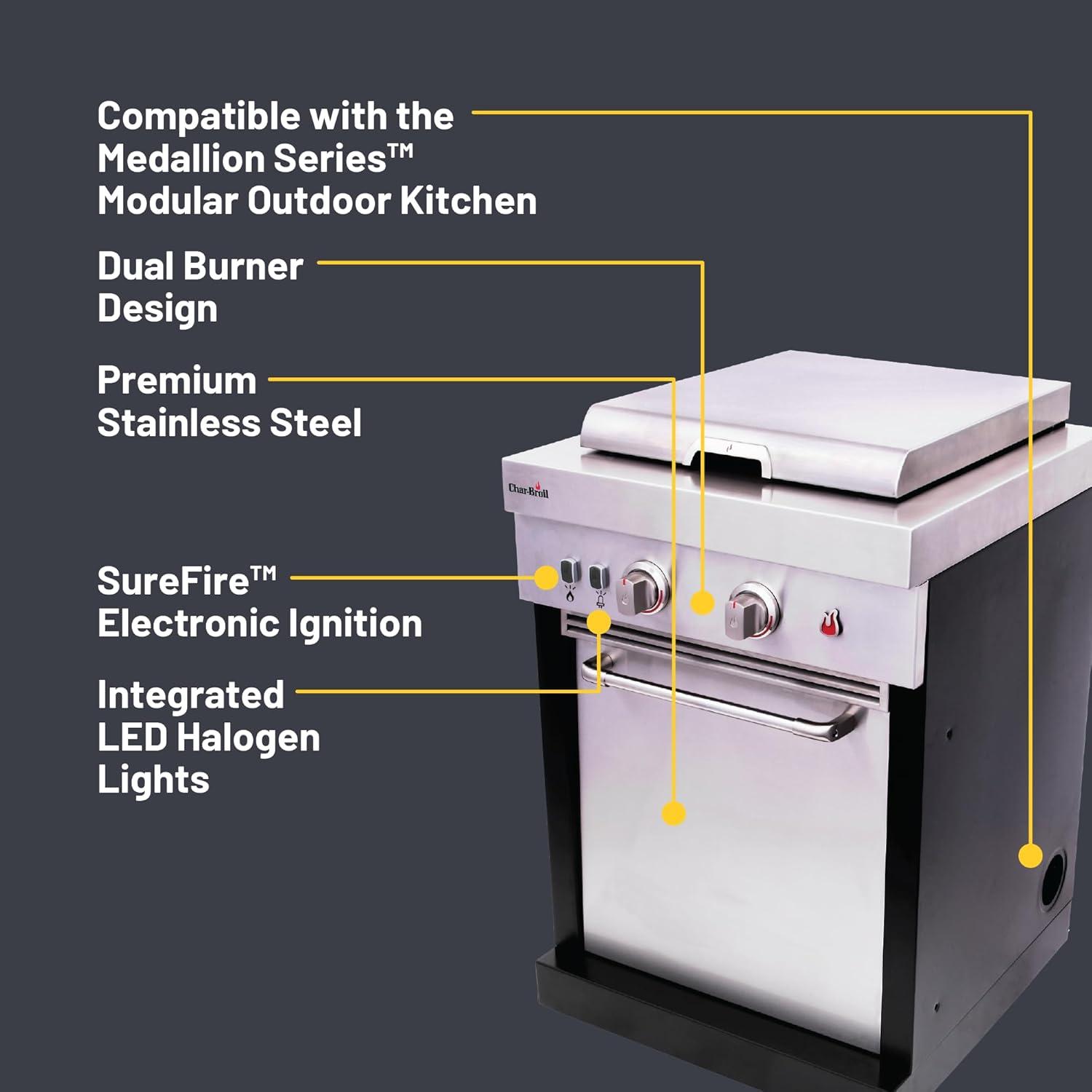 imageCharBroil Medallion Series Modular Outdoor Kitchen Dual Fuel Convective 2Burner Propane Gas Stainless Steel Stove Top 463246218