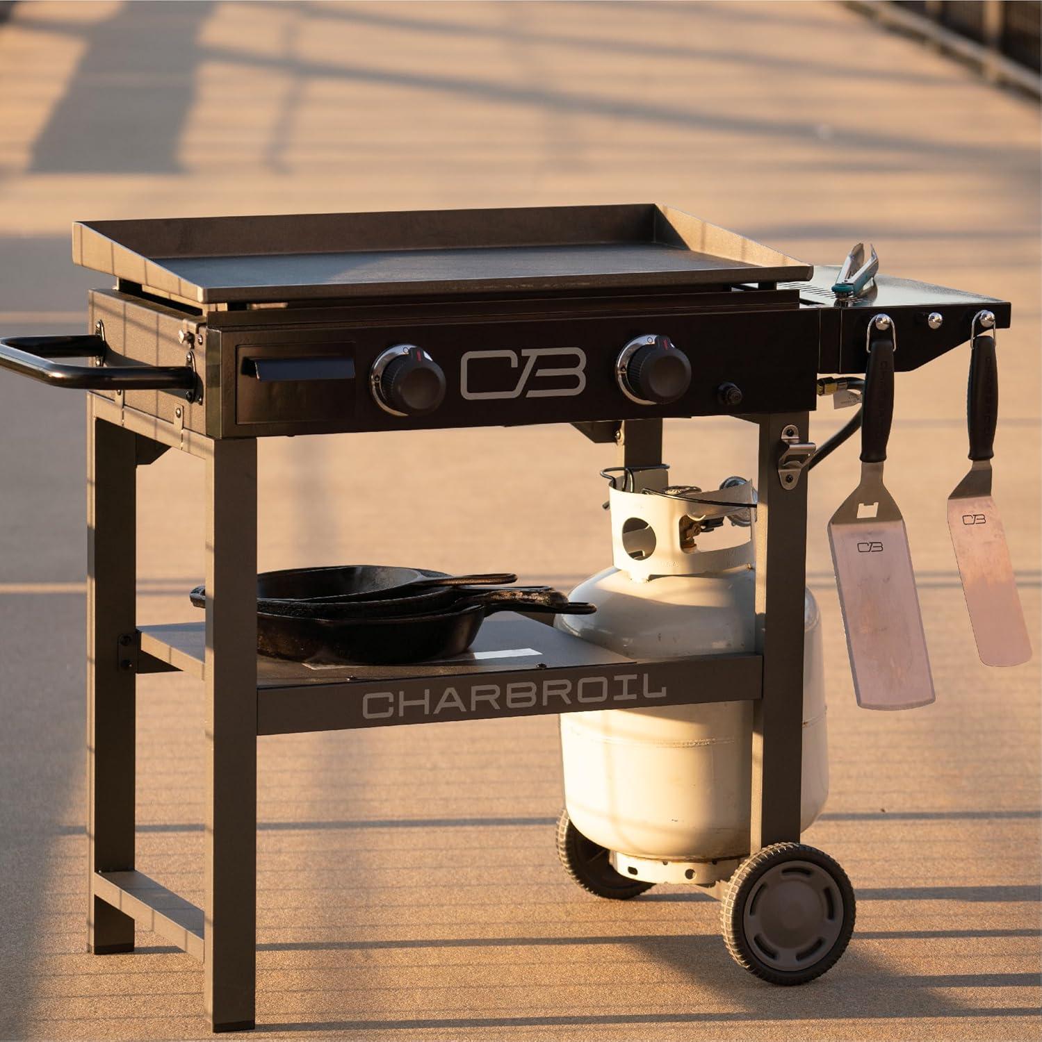 imageCharbroil 28 XL Performance Series Propane Gas Griddle with Cart 3 Burner Flat Top Grill Black 46325892428 2 Burner Flat Top Grill