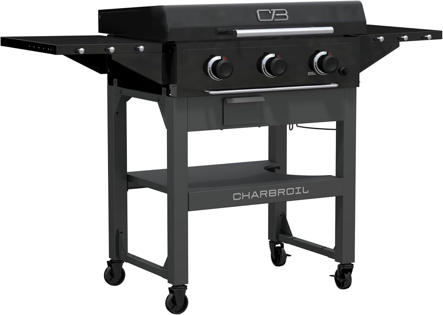 imageCharbroil 28 XL Performance Series Propane Gas Griddle with Cart 3 Burner Flat Top Grill Black 46325892428 3 Burner Flat Top Grill
