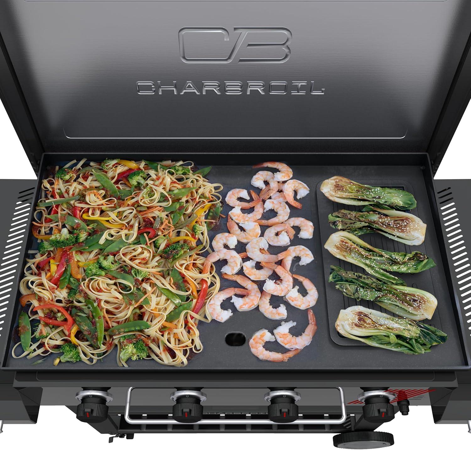 imageCharbroil 28 XL Performance Series Propane Gas Griddle with Cart 3 Burner Flat Top Grill Black 46325892436 4 Burner Deluxe Flat Top Grill