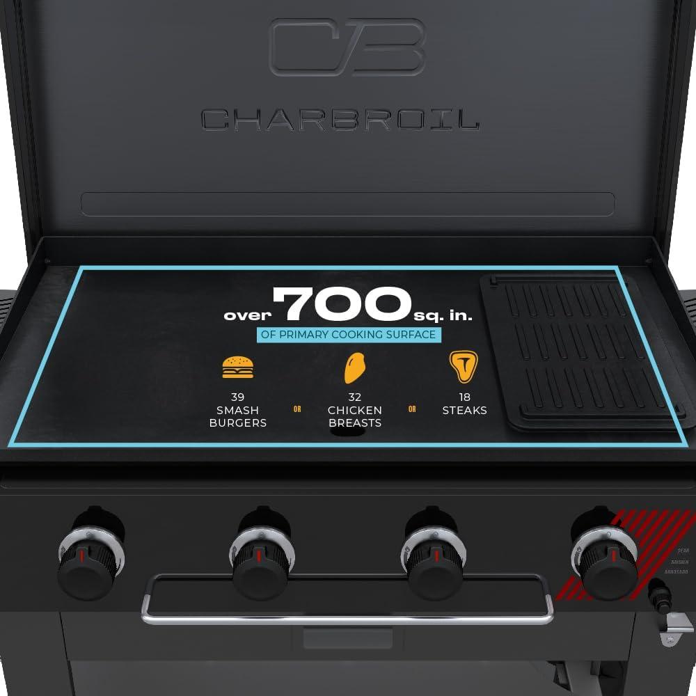 imageCharbroil 28 XL Performance Series Propane Gas Griddle with Cart 3 Burner Flat Top Grill Black 46325892436 4 Burner Deluxe Flat Top Grill