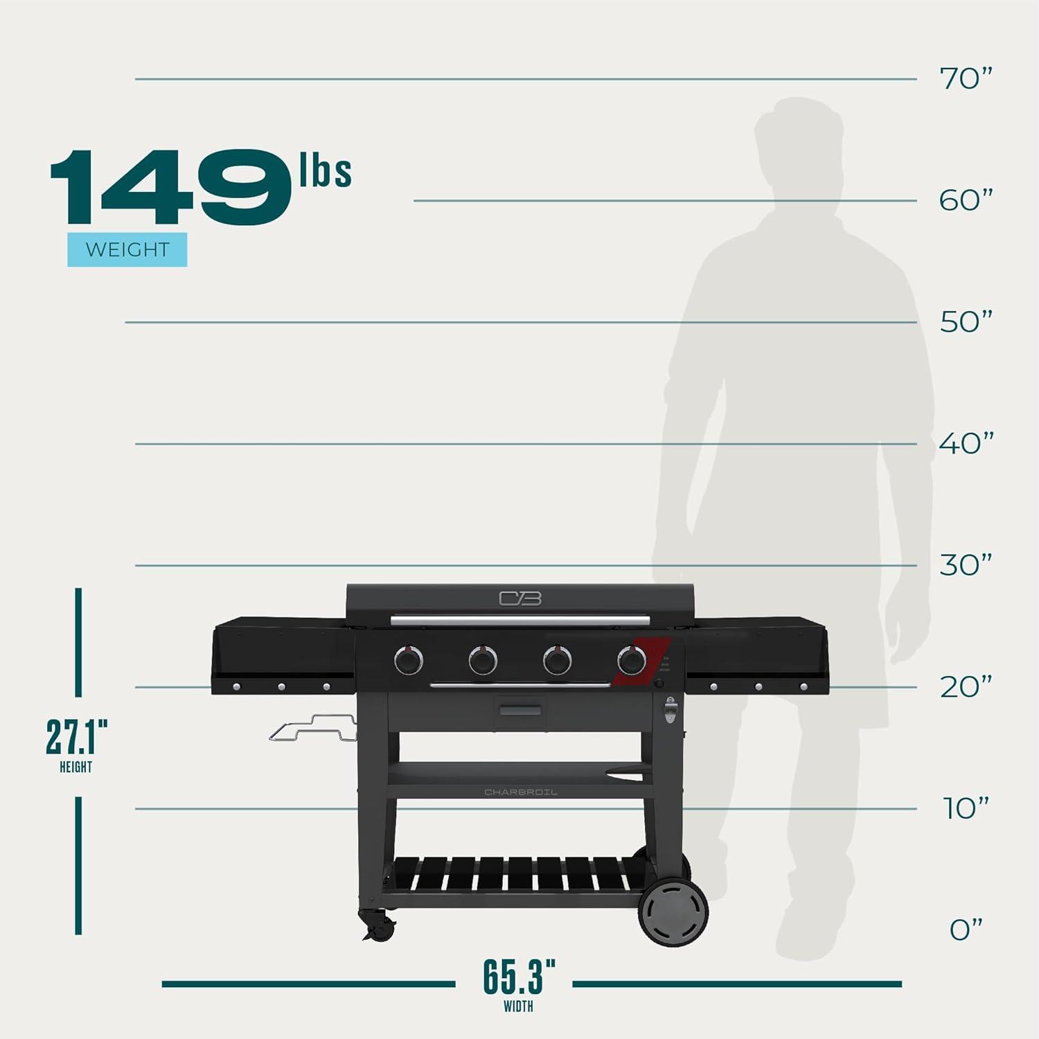 imageCharbroil 28 XL Performance Series Propane Gas Griddle with Cart 3 Burner Flat Top Grill Black 46325892436 4 Burner Deluxe Flat Top Grill