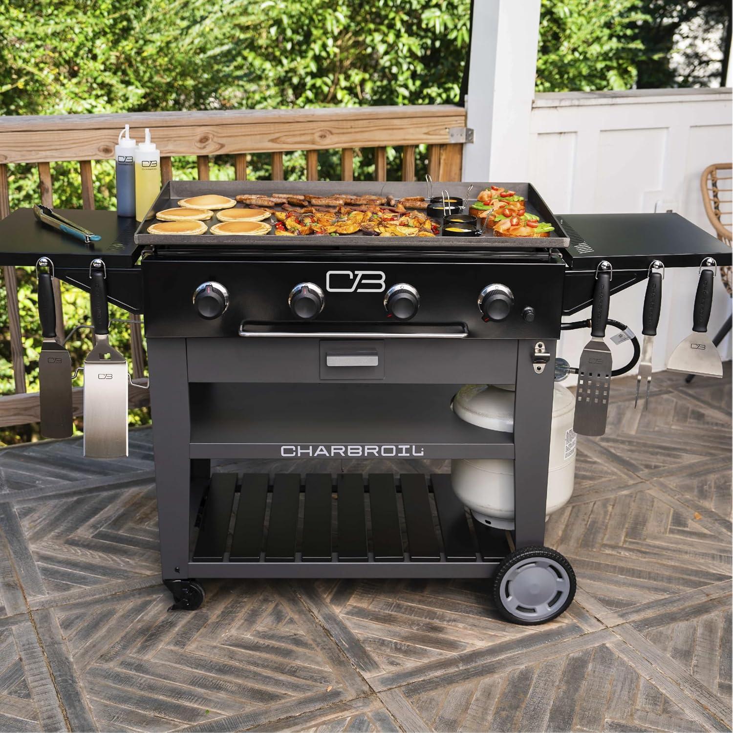 imageCharbroil 28 XL Performance Series Propane Gas Griddle with Cart 3 Burner Flat Top Grill Black 46325892436 4 Burner Flat Top Grill
