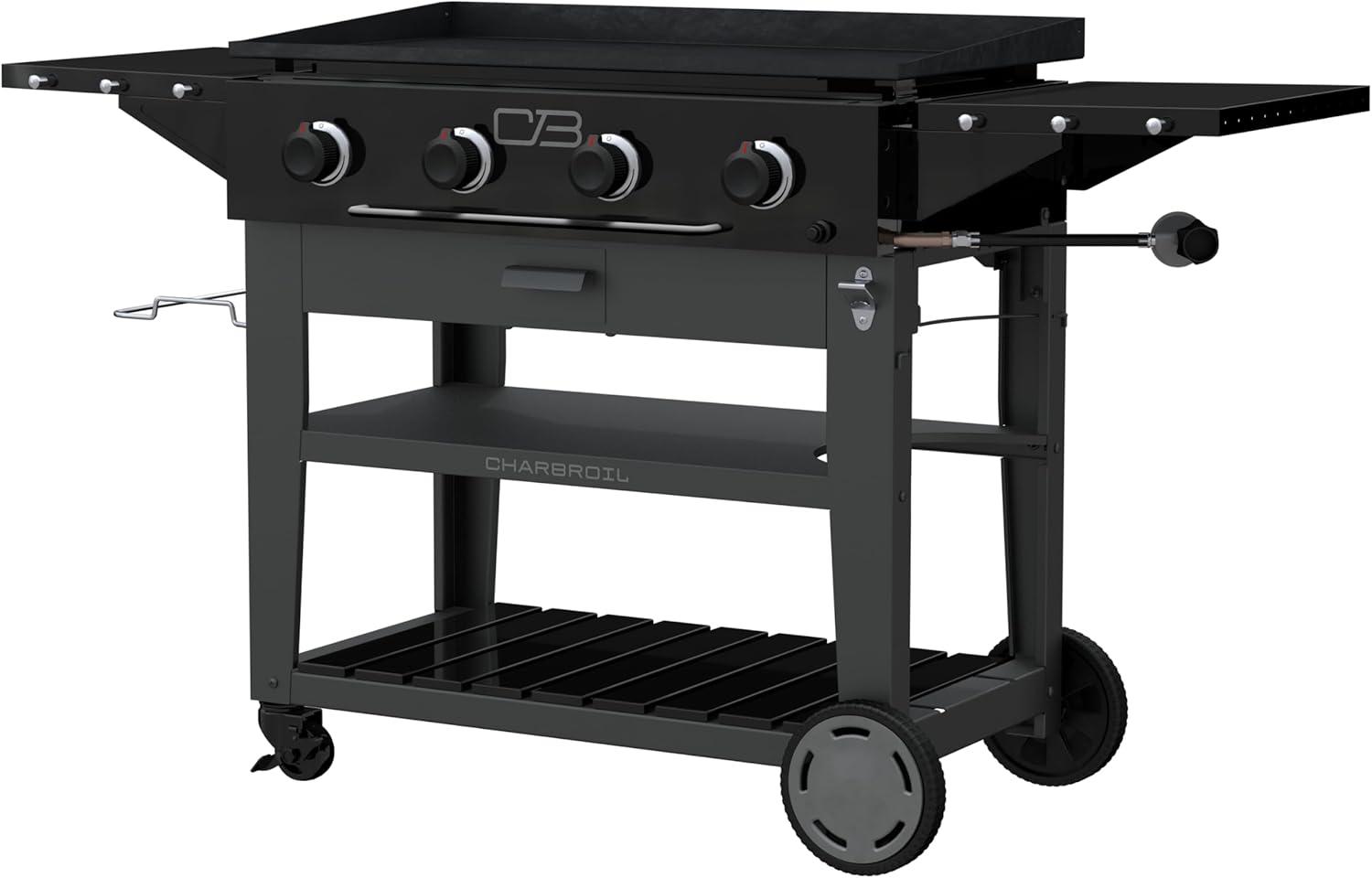 imageCharbroil 28 XL Performance Series Propane Gas Griddle with Cart 3 Burner Flat Top Grill Black 46325892436 4 Burner Flat Top Grill