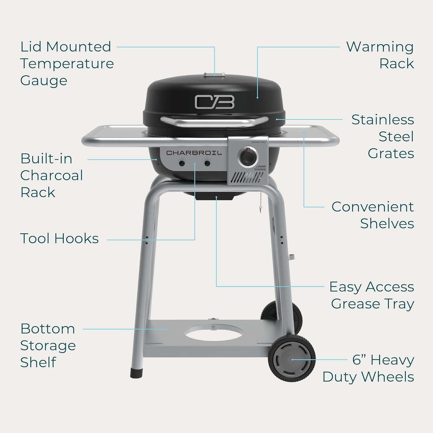 imageCharbroil Bistro Pro Gas Grill for Small Spaces and Patios Black 25302161