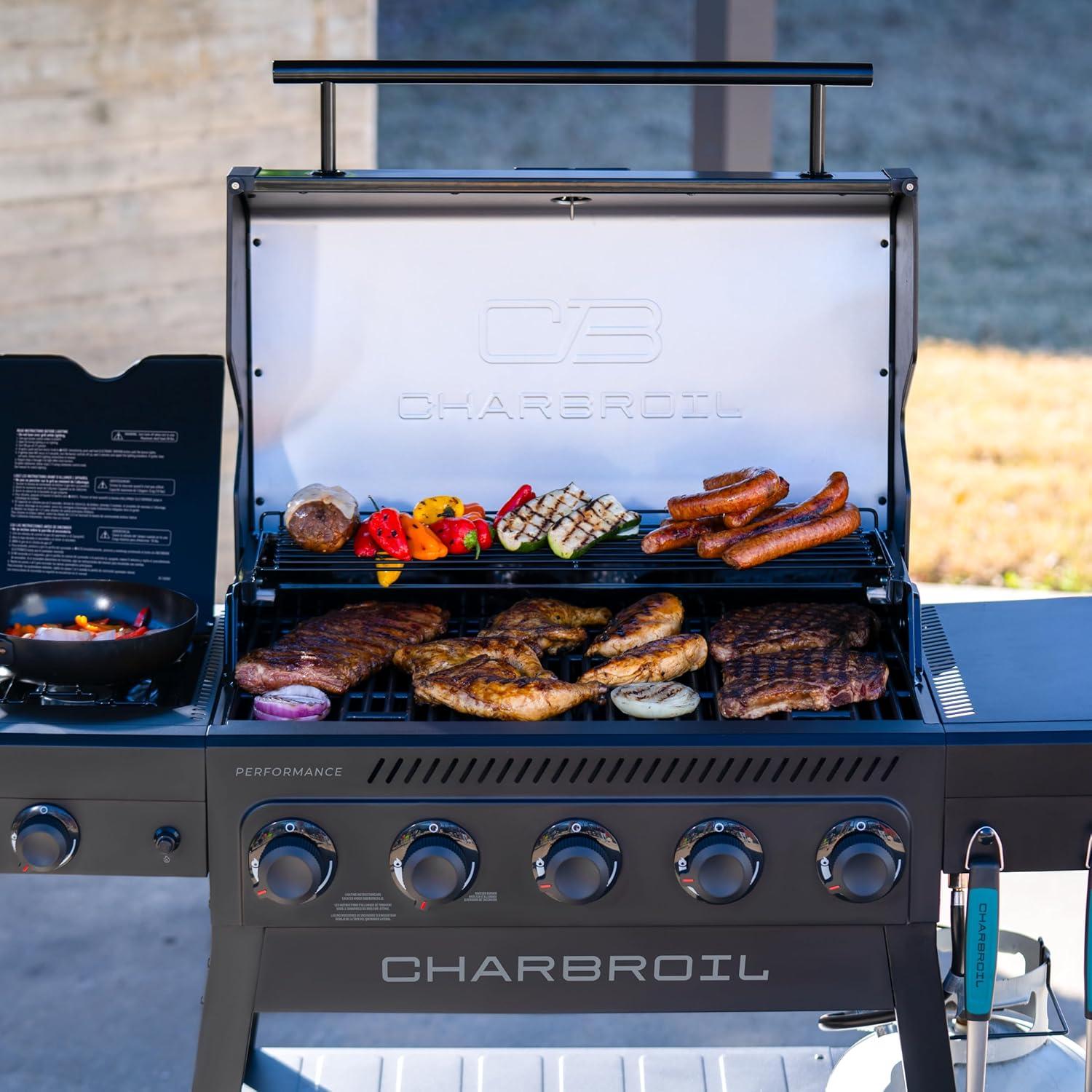imageCharbroil Performance Series 5Burner Gas Grill Cart with Side Burner Black 463254125Black
