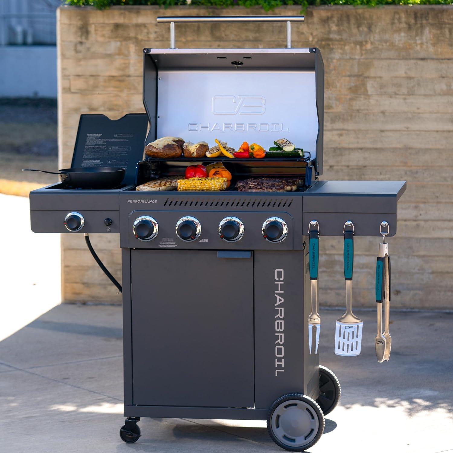 imageCharbroil Performance Series 5Burner Gas Grill Cart with Side Burner Black 463254125Dark Grey