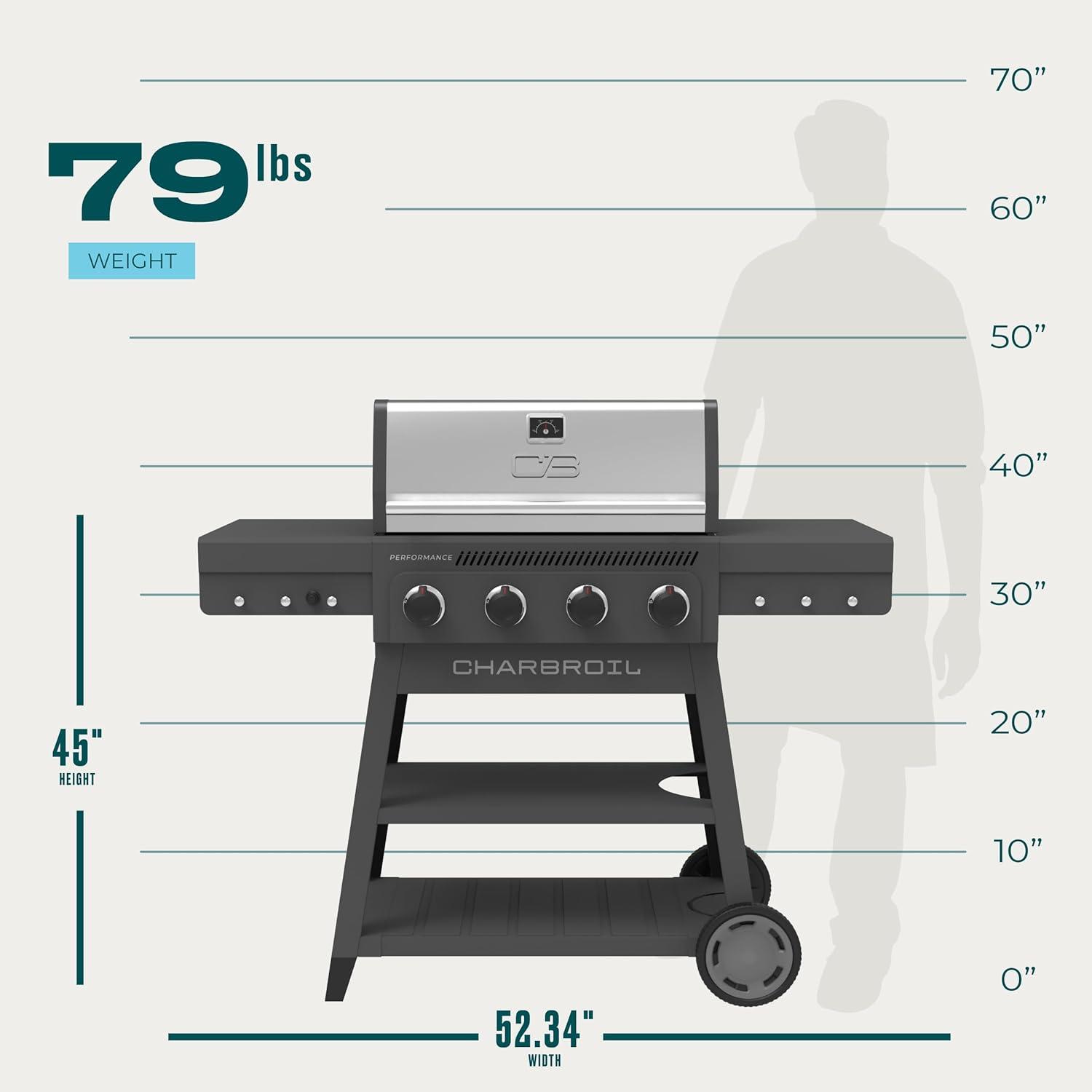 imageCharbroil Performance Series 5Burner Gas Grill Cart with Side Burner Black 463254125Dark Grey