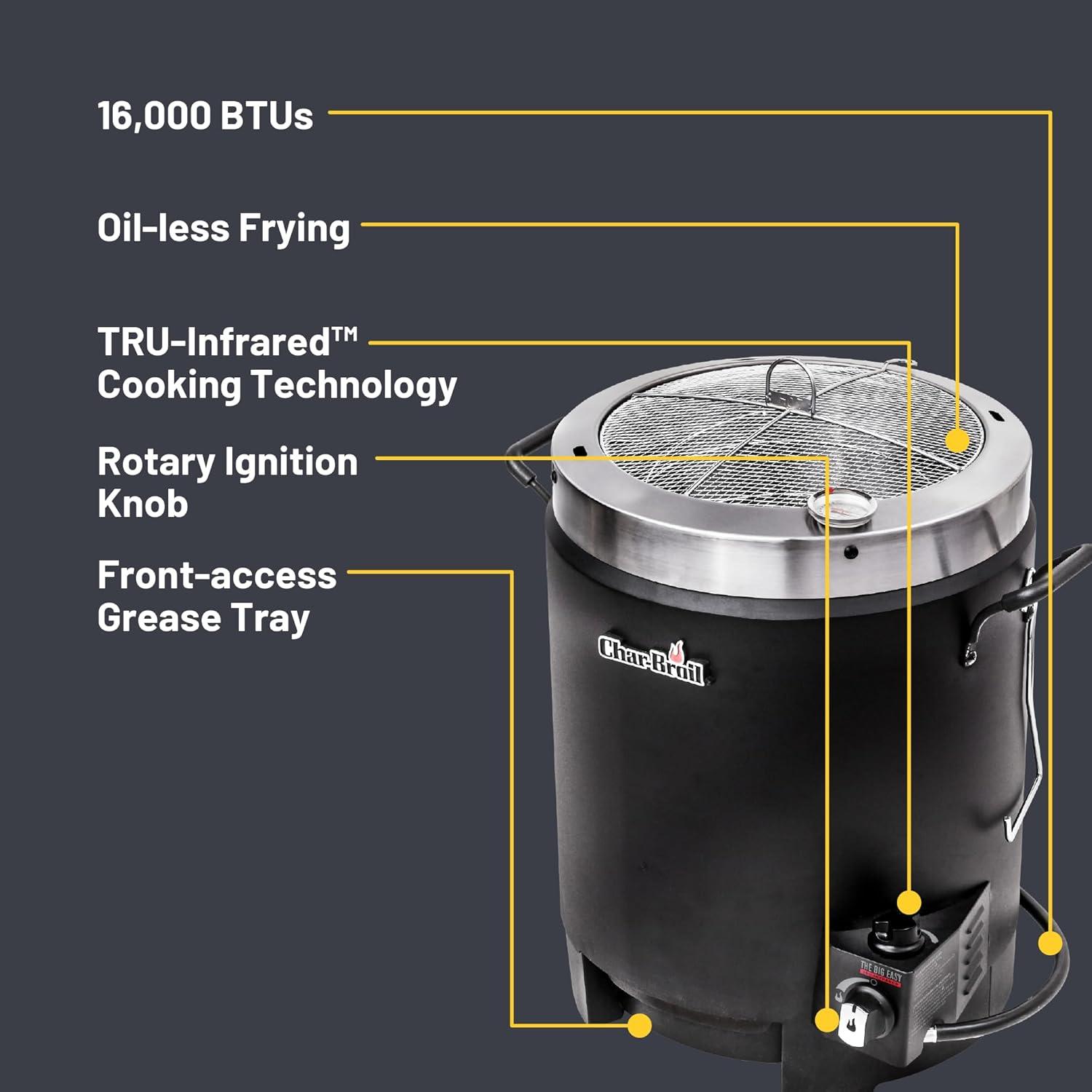 imageCharbroil The Big Easy OilLess Turkey Fryer Outdoor Air Fryer Propane Cooker Black 241021652017 Model