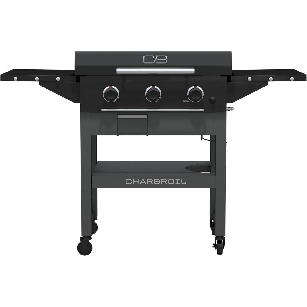 imageCharbroil 28 XL Performance Series Propane Gas Griddle with Cart 3 Burner Flat Top Grill Black 46325892428 3 Burner Flat Top Grill