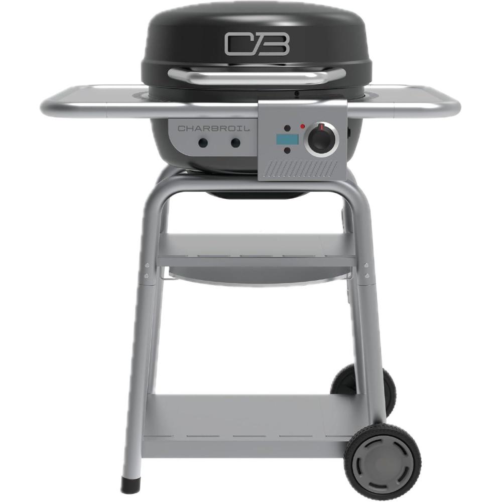 imageCharbroil Dual Fuel 3in1 Bistro Pro Electric Grill amp Griddle  Charcoal Mode Outdoor BBQ Black  25302145Black