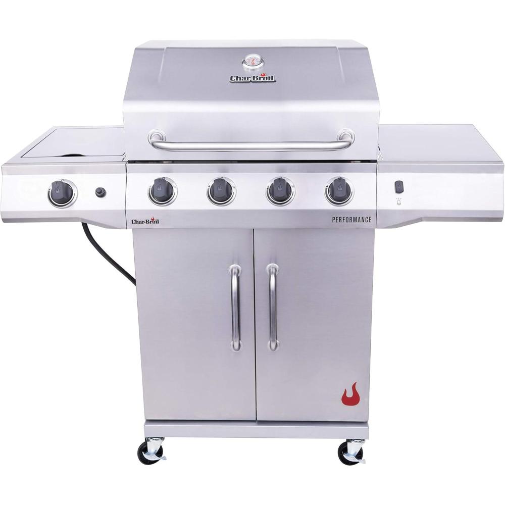 imageCharbroil Performance Series 5Burner Gas Grill Cart with Side Burner Black  463254125Silver