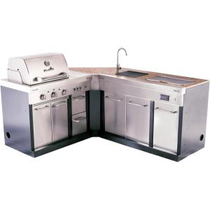 Charbroil® Medallion Series™ Modular Outdoor Kitchen Essential Bundle with Amplifire™ 3-Burner Gas Grill, Corner Cabinet, and Entertainment Sink Module