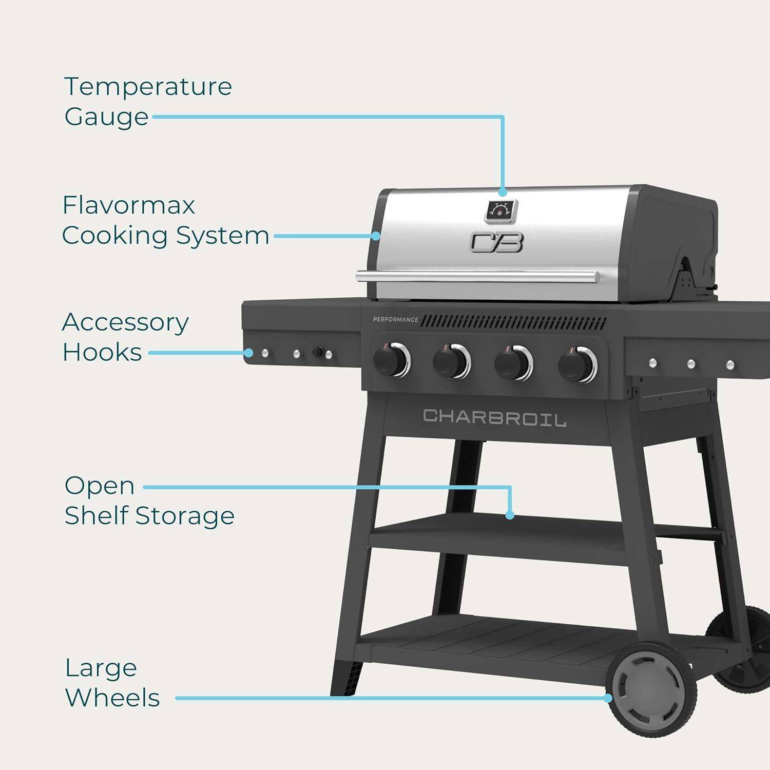 imageCharbroil Performance Series 4Burner Gas Grill Cabinet with Side Burner Black 463253925Dark Grey