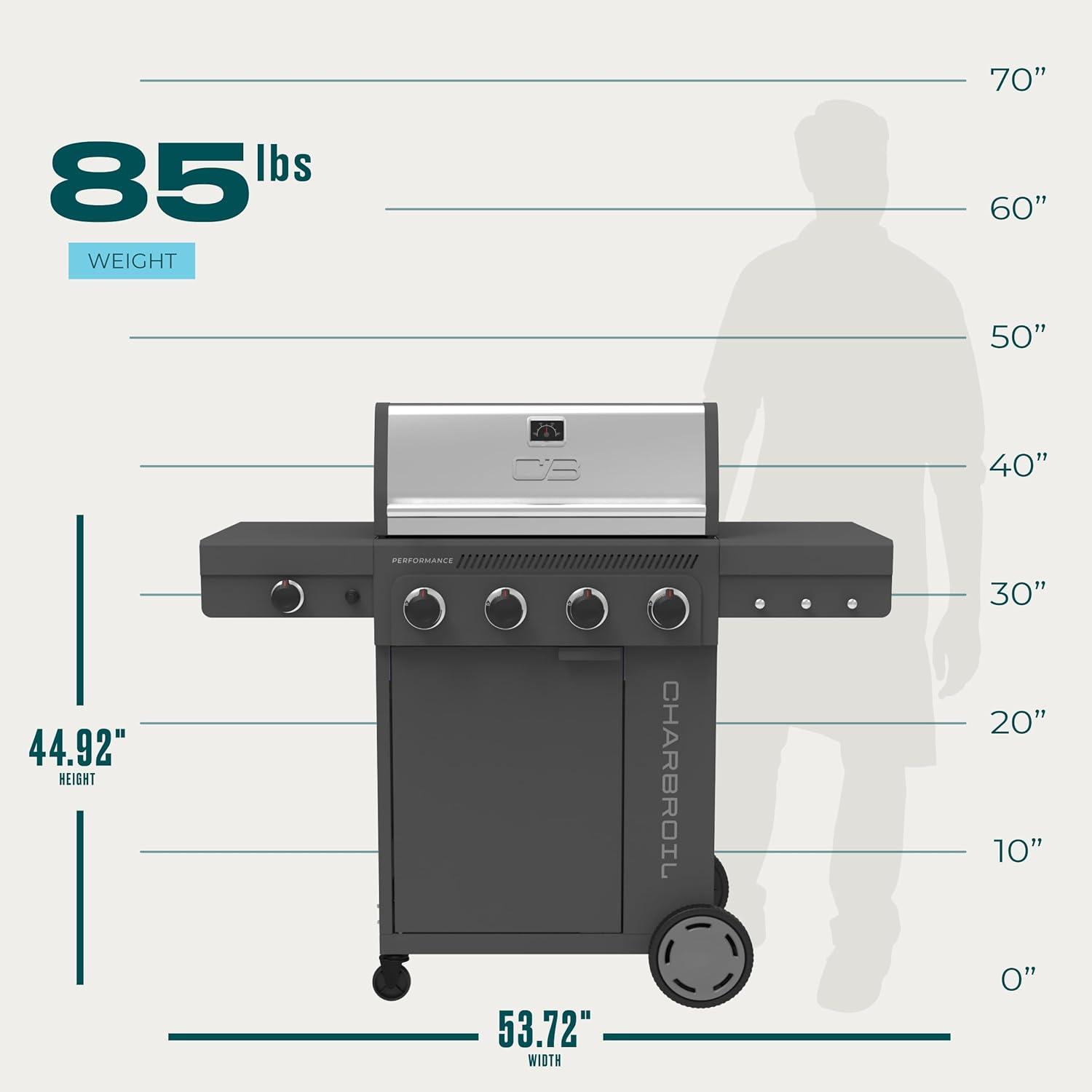 imageCharbroil Performance Series 4Burner Gas Grill Cabinet with Side Burner Black 463253925Dark Grey