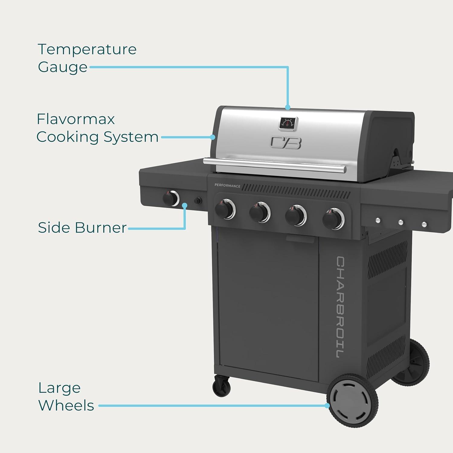imageCharbroil Performance Series 4Burner Gas Grill Cabinet with Side Burner Black 463253925Dark Grey