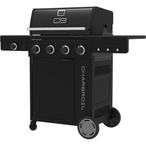 Charbroil Performance Series 4-Burner Gas Grill Cabinet with Side Burner, Black – 463253925(Black / Silver)